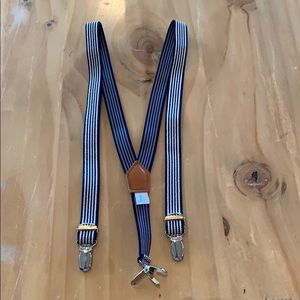 Urban Sunday navy w/white strip suspenders.
